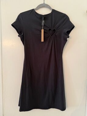 Skims Black Heart Cutout Tee Dress L
